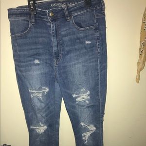 distressed high waisted skinny AE jeans
